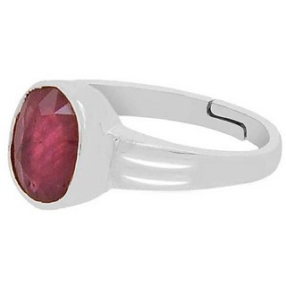                       Natural Ruby 5.25 ratti silver Plated Ring Lab Certified & Precious Stone Manik Ring For Unisex BY CEYLONMINE                                              