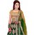 F Plus Fashion Banglory Satin Green Color Heavy Embroidered Women's Wedding Wear Semi Stitched Lehenga Choli Free Size
