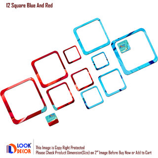 Buy Look Decor-12 Square-(Blue Red-Pack of 12)-3D Acrylic Mirror Wall ...