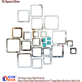                      Look Decor-24 Square-(Silver-Pack of 24)-3D Acrylic Mirror Wall Stickers Decoration for Home Wall Office Wall Stylish and Latest Product Code Number 98                                              