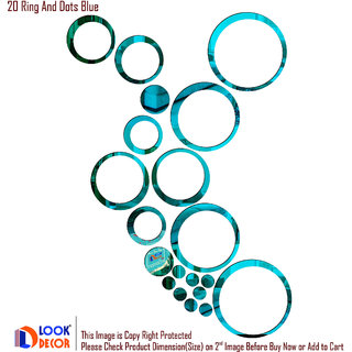                       Look Decor-20 Ring And Dots-(Blue-Pack of 20)-3D Acrylic Mirror Wall Stickers Decoration for Home Wall Office Wall Stylish and Latest Product Code Number 110                                              