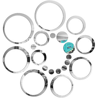                       Look Decor-20 Ring And Dots-(Grey-Pack of 20)-3D Acrylic Mirror Wall Stickers Decoration for Home Wall Office Wall Stylish and Latest Product Code Number 112                                              