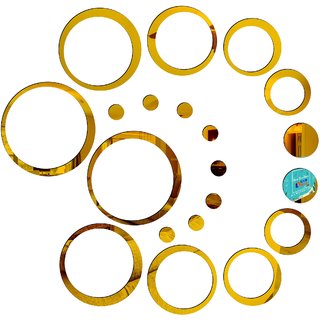                       Look Decor-20 Ring And Dots-(Golden-Pack of 20)-3D Acrylic Mirror Wall Stickers Decoration for Home Wall Office Wall Stylish and Latest Product Code Number 149                                              