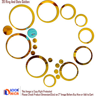                       Look Decor-20 Ring And Dots-(Golden-Pack of 20)-3D Acrylic Mirror Wall Stickers Decoration for Home Wall Office Wall Stylish and Latest Product Code Number 151                                              