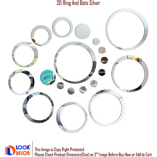                       Look Decor-20 Ring And Dots-(Silver-Pack of 20)-3D Acrylic Mirror Wall Stickers Decoration for Home Wall Office Wall Stylish and Latest Product Code Number 156                                              