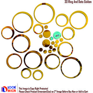                       Look Decor-30 Ring And Dots-(Golden-Pack of 30)-3D Acrylic Mirror Wall Stickers Decoration for Home Wall Office Wall Stylish and Latest Product Code Number 170                                              