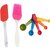 Way Beyond Plastic Colourful Measuring Spoon Set Of 5, With 1 Silicon Spatula, And 1 Silicon Oiling Brush Kitchen Tool Set