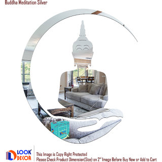                       Look Decor-Buddha Meditation-(Silver-Pack of 2)-3D Acrylic Mirror Wall Stickers Decoration for Home Wall Office Wall Stylish and Latest Product Code Number 727                                              