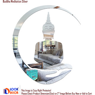                       Look Decor-Buddha Meditation-(Silver-Pack of 2)-3D Acrylic Mirror Wall Stickers Decoration for Home Wall Office Wall Stylish and Latest Product Code Number 729                                              