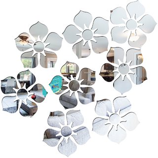                       Look Decor-8 Flowers-(Silver-Pack of 8)-3D Acrylic Mirror Wall Stickers Decoration for Home Wall Office Wall Stylish and Latest Product Code Number 356                                              