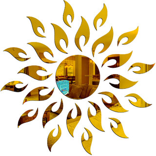 Look Decor-Sun Flame-(Golden-Pack of 25)-3D Acrylic Mirror Wall Stickers Decoration for Home Wall Office Wall Stylish and Latest Product Code Number 399