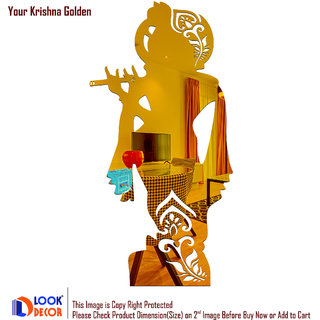 Buy Look Decor-Your Krishna-(Golden-Pack of 1)-3D Acrylic Mirror Wall ...