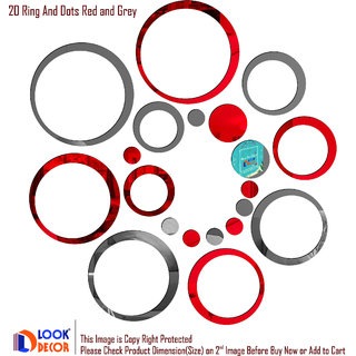                       Look Decor-20 Ring And Dots-(Red Grey-Pack of 20)-3D Acrylic Mirror Wall Stickers Decoration for Home Wall Office Wall Stylish and Latest Product Code Number 935                                              