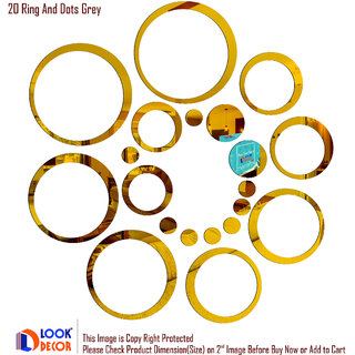 Look Decor-20 Ring And Dots-(Golden-Pack of 20)-3D Acrylic Mirror Wall Stickers Decoration for Home Wall Office Wall Stylish and Latest Product Code Number 943