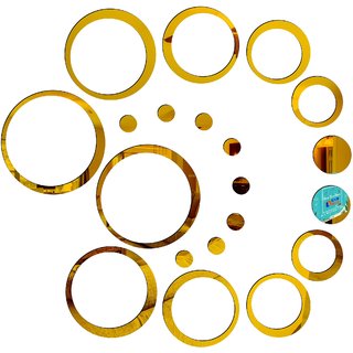                       Look Decor-20 Ring And Dots-(Golden-Pack of 20)-3D Acrylic Mirror Wall Stickers Decoration for Home Wall Office Wall Stylish and Latest Product Code Number 946                                              