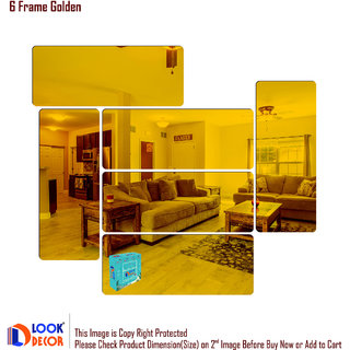 Look Decor-6 Frame-(Golden-Pack of 6)-3D Acrylic Mirror Wall Stickers Decoration for Home Wall Office Wall Stylish and Latest Product Code Number 1355