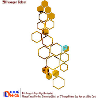                       Look Decor-20 Shape Hexagon-(Golden-Pack of 20)-3D Acrylic Mirror Wall Stickers Decoration for Home Wall Office Wall Stylish and Latest Product Code Number 992                                              