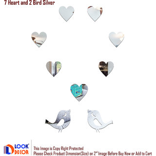 Buy Look Decor 2 Loving Bird 5 Heart Silver Pack Of 9 3d Acrylic