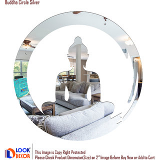                       Look Decor-Buddha Circle-(Silver-Pack of 1)-3D Acrylic Mirror Wall Stickers Decoration for Home Wall Office Wall Stylish and Latest Product Code Number 1504                                              