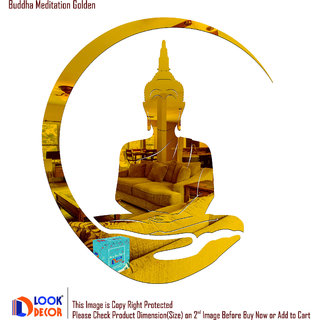                       Look Decor-Buddha Meditation-(Golden-Pack of 2)-3D Acrylic Mirror Wall Stickers Decoration for Home Wall Office Wall Stylish and Latest Product Code Number 1515                                              