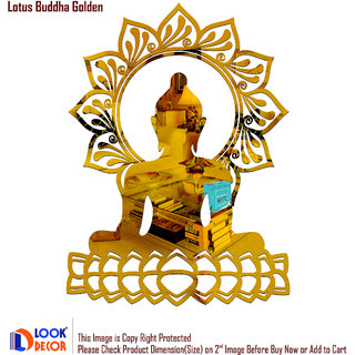                       Look Decor-Lotus Buddha-(Golden-Pack of 1)-3D Acrylic Mirror Wall Stickers Decoration for Home Wall Office Wall Stylish and Latest Product Code Number 1526                                              