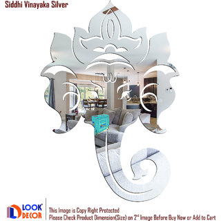                       Look Decor-Siddhi Vinayaka-(Silver-Pack of 1)-3D Acrylic Mirror Wall Stickers Decoration for Home Wall Office Wall Stylish and Latest Product Code Number 1551                                              