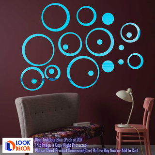                       Look Decor-20 Ring And Dots-(Blue-Pack of 20)-3D Acrylic Mirror Wall Stickers Decoration for Home Wall Office Wall Stylish and Latest Product Code Number 901                                              