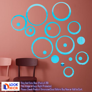                       Look Decor-20 Ring And Dots-(Blue-Pack of 20)-3D Acrylic Mirror Wall Stickers Decoration for Home Wall Office Wall Stylish and Latest Product Code Number 902                                              