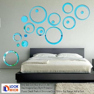                       Look Decor-20 Ring And Dots-(Blue-Pack of 20)-3D Acrylic Mirror Wall Stickers Decoration for Home Wall Office Wall Stylish and Latest Product Code Number 903                                              