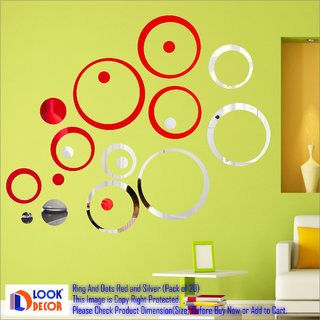                       Look Decor-20 Ring And Dots-(Silver-Pack of 20)-3D Acrylic Mirror Wall Stickers Decoration for Home Wall Office Wall Stylish and Latest Product Code Number 936                                              