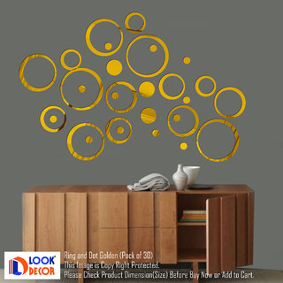                       Look Decor-30 Ring And Dots-(Golden-Pack of 30)-3D Acrylic Mirror Wall Stickers Decoration for Home Wall Office Wall Stylish and Latest Product Code Number 960                                              