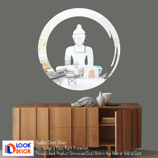                       Look Decor-Buddha Circle-(Silver-Pack of 1)-3D Acrylic Mirror Wall Stickers Decoration for Home Wall Office Wall Stylish and Latest Product Code Number 1505                                              