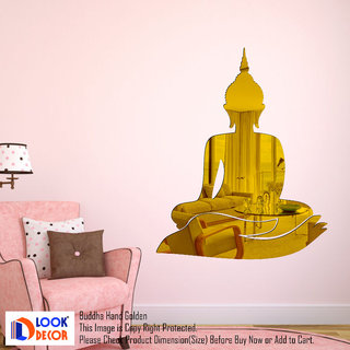                       Look Decor-Buddha Hand-(Golden-Pack of 2)-3D Acrylic Mirror Wall Stickers Decoration for Home Wall Office Wall Stylish and Latest Product Code Number 1509                                              