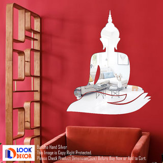                       Look Decor-Buddha Hand-(Silver-Pack of 2)-3D Acrylic Mirror Wall Stickers Decoration for Home Wall Office Wall Stylish and Latest Product Code Number 1513                                              