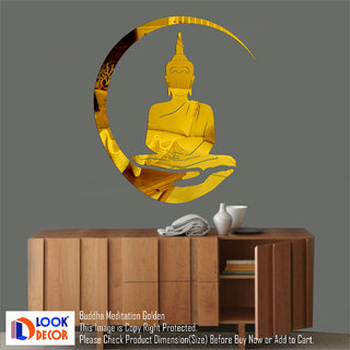                       Look Decor-Buddha Meditation-(Golden-Pack of 2)-3D Acrylic Mirror Wall Stickers Decoration for Home Wall Office Wall Stylish and Latest Product Code Number 1515                                              