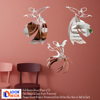                       Look Decor-Sufi Dance-(Silver-Pack of 3)-3D Acrylic Mirror Wall Stickers Decoration for Home Wall Office Wall Stylish and Latest Product Code Number 1560                                              