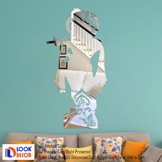                       Look Decor-Your Krishna-(Silver-Pack of 1)-3D Acrylic Mirror Wall Stickers Decoration for Home Wall Office Wall Stylish and Latest Product Code Number 1575                                              