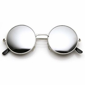 Adam Jones Men Silver Mirrored Round Sunglass