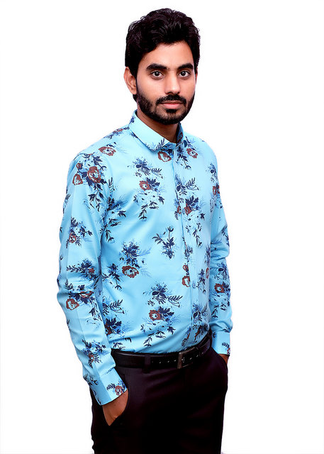 sky blue party wear shirt