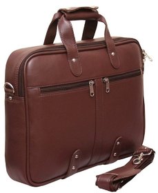 Home Story Premium Leatherette Executive Laptop Briefcase Bag 15.6, Adjustable Strap and 7 Compartments, Cinnamon TAN Brown Color