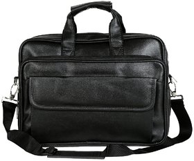 Home Story Spacious Classic Retro Laptop Bag 15.6, Adjustable Strap and 6 Compartments,Metal Black Color