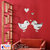 Look Decor-2 Loving Birds 3 Heart-(Silver-Pack of 5)-3D Acrylic Mirror Wall Stickers Decoration for Home Wall Office Wall Stylish and Latest Product Code Number 379