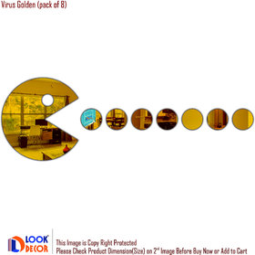 Look Decor-1 Virus 7 Dot-(Golden-Pack of 8)-3D Acrylic Mirror Wall Stickers Decoration for Home Wall Office Wall Stylish and Latest Product Code Number 440
