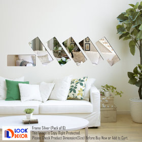 Look Decor-6 Frame-(Silver-Pack of 6)-3D Acrylic Mirror Wall Stickers Decoration for Home Wall Office Wall Stylish and Latest Product Code Number 912