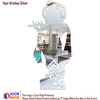 Look Decor-Your Krishna-(Silver-Pack of 1)-3D Acrylic Mirror Wall Stickers Decoration for Home Wall Office Wall Stylish and Latest Product Code Number 563