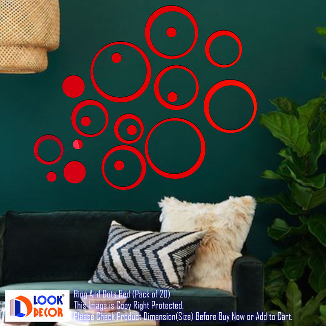 Buy Look Decor-20 Ring And Dots-(Red-Pack of 20)-3D Acrylic Mirror Wall  Stickers Decoration for Home Wall Office Wall Stylish and Latest Product  Code Number 635 Online - Get 89% Off