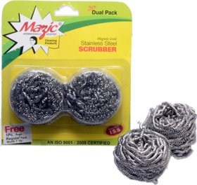 Mazic Dual Pack Stainless Steel Scrubber Pack of 7(14Pcs.)
