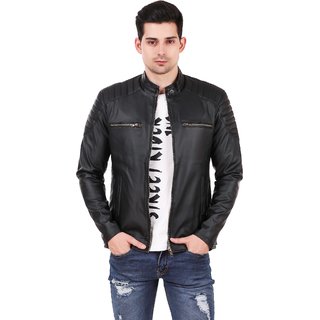                       Leather Retail Black Designer Digital Printed Faux Leather Jacket For Mans                                              