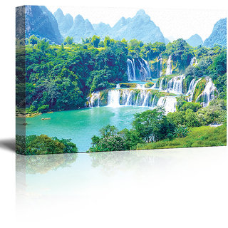 Buy Vastu Natural Water Fall Beautiful Wallpaper 3D Wooden Frame