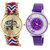 Neutron Brand New Quartz Elephant And Flower Analogue Multi Color And Purple Color Girls And Women Watch - G158-G89 (Combo Of  2 )